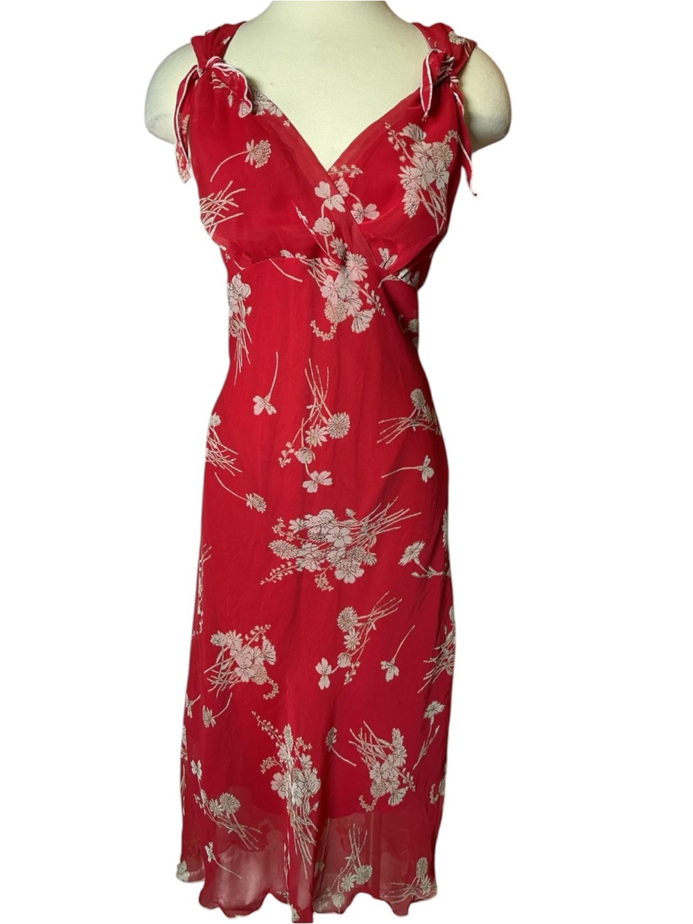 Vintage Y2K Sangria Floral Chiffon Surplice Maxi Dress
